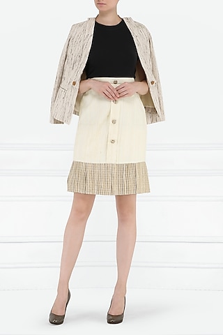 Cream Ruffled Skirt by PABLE