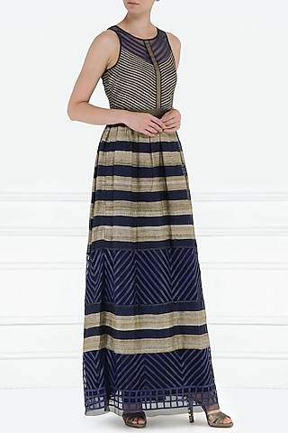 Dark Blue Tiered Gown by PABLE