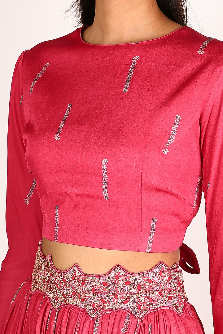 Fuchsia Printed Skirt Set by Punit Balana at Pernia's Pop Up Shop