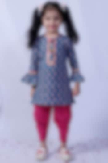 Pink Cotton Dhoti Set For Girls by Pankhuri by Priyanka - Kids