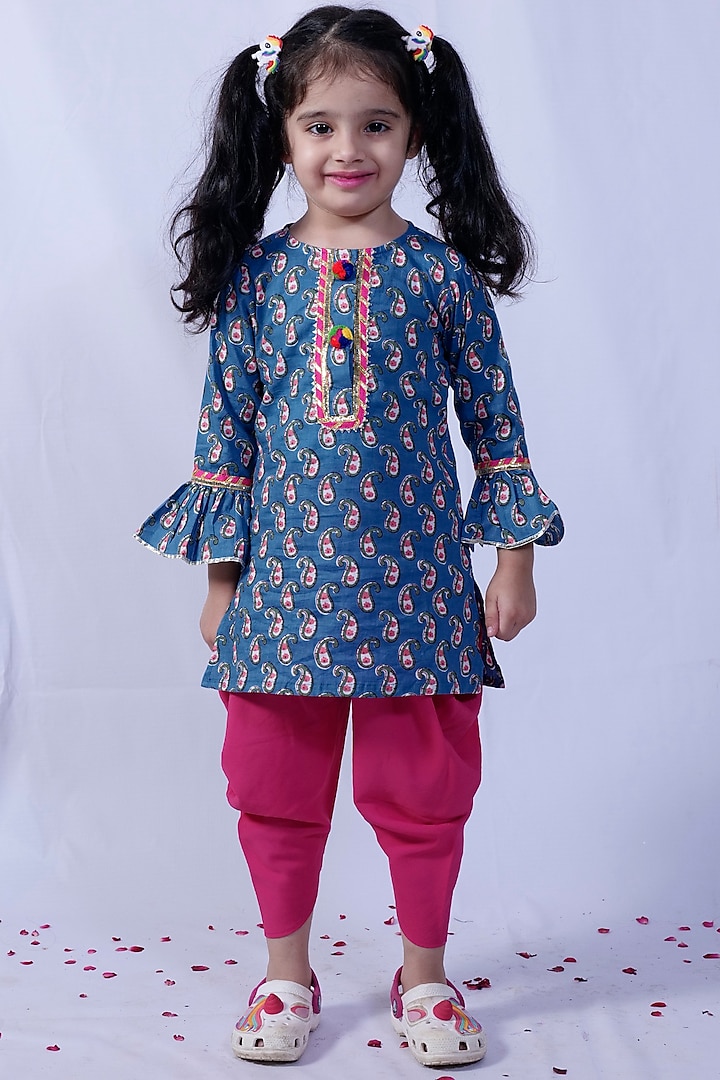 Pink Cotton Dhoti Set For Girls Design by Pankhuri by Priyanka - Kids ...