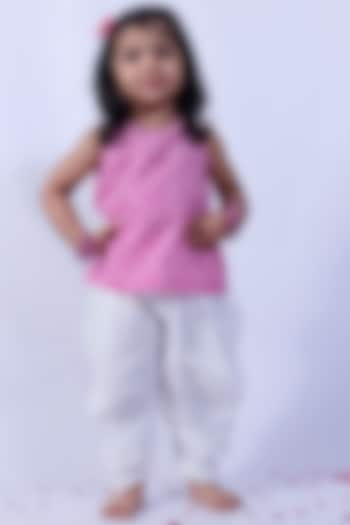 White Modal Cotton Dhoti Set For Girls by Pankhuri by Priyanka - Kids at Pernia's Pop Up Shop