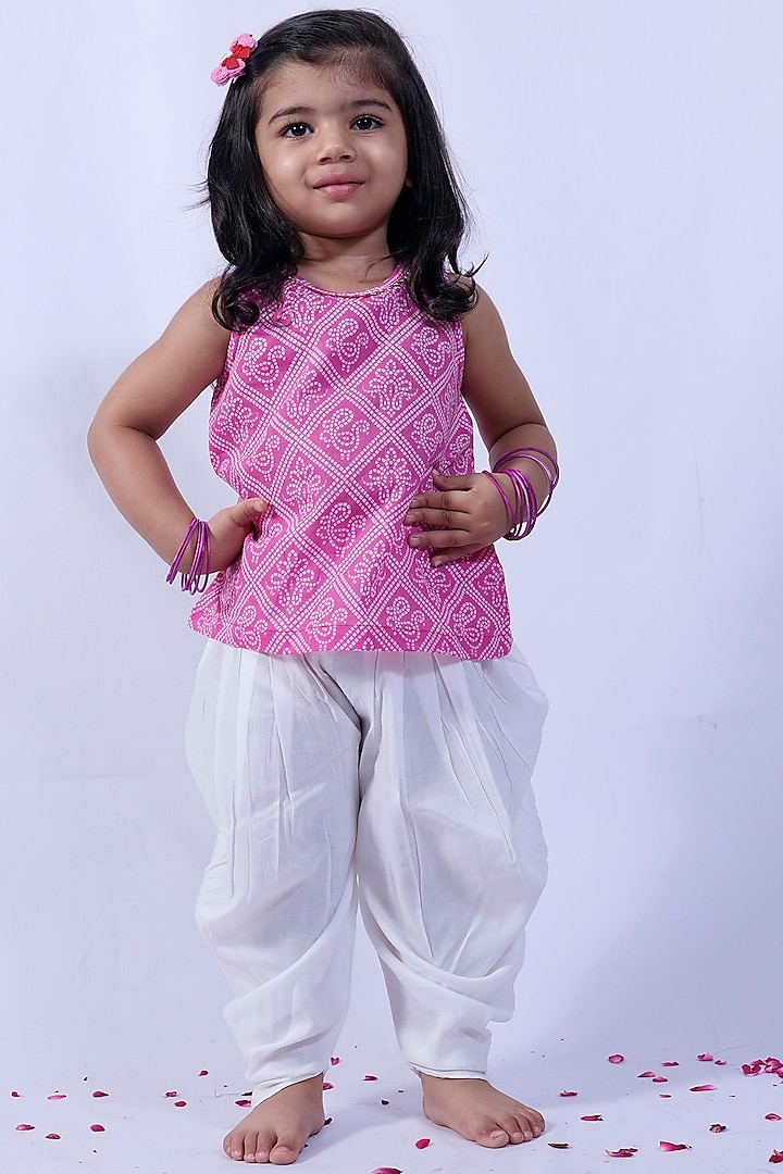 White Modal Cotton Dhoti Set For Girls by Pankhuri by Priyanka - Kids at Pernia's Pop Up Shop