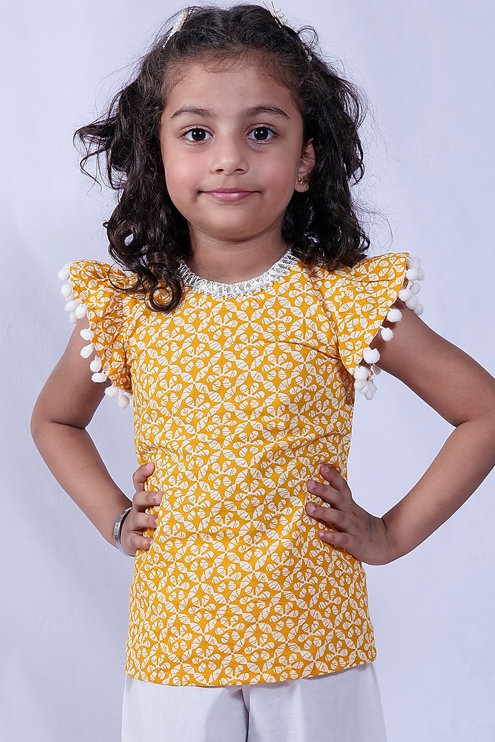 Turmeric Yellow Pant Set For Girls by Pankhuri by Priyanka - Kids at Pernia's Pop Up Shop