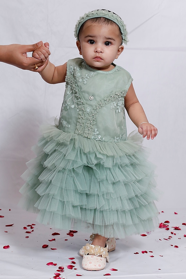 pastel green colour dress PASTEL GREEN RAYON DRESS – Gulabi Dori main image 1