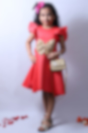 Peach Scuba Frock For Girls by Pankhuri by Priyanka - Kids at Pernia's Pop Up Shop