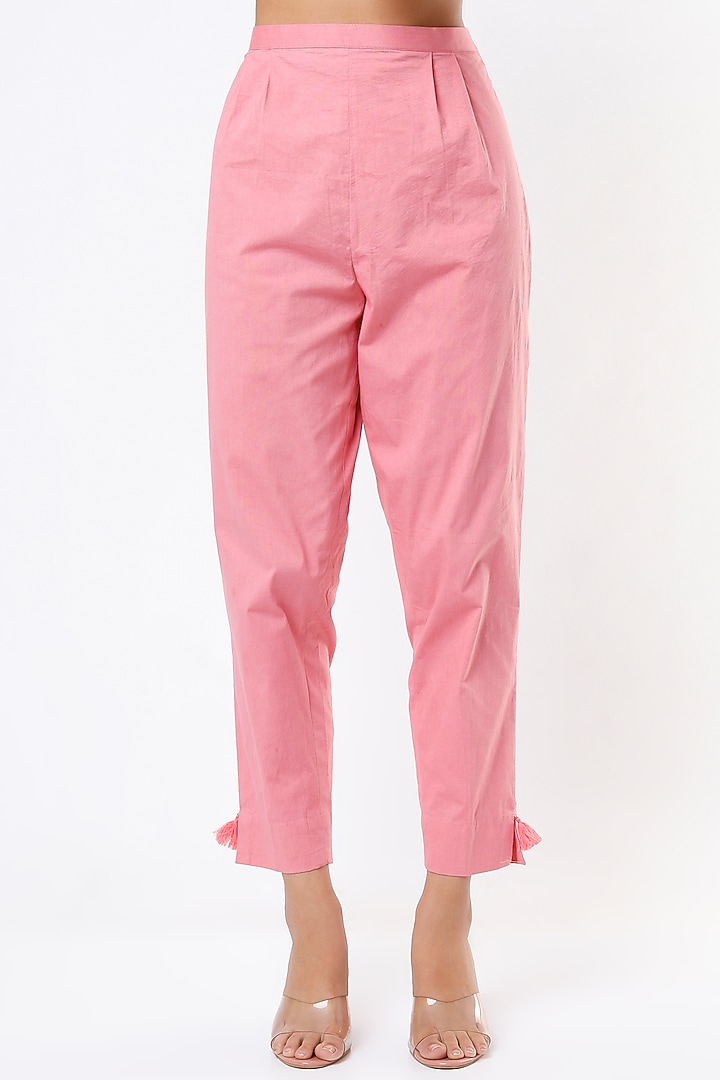 Sky Pink Hand Embroidered Kurta Set by Pink City By Sarika at Pernia's Pop Up Shop