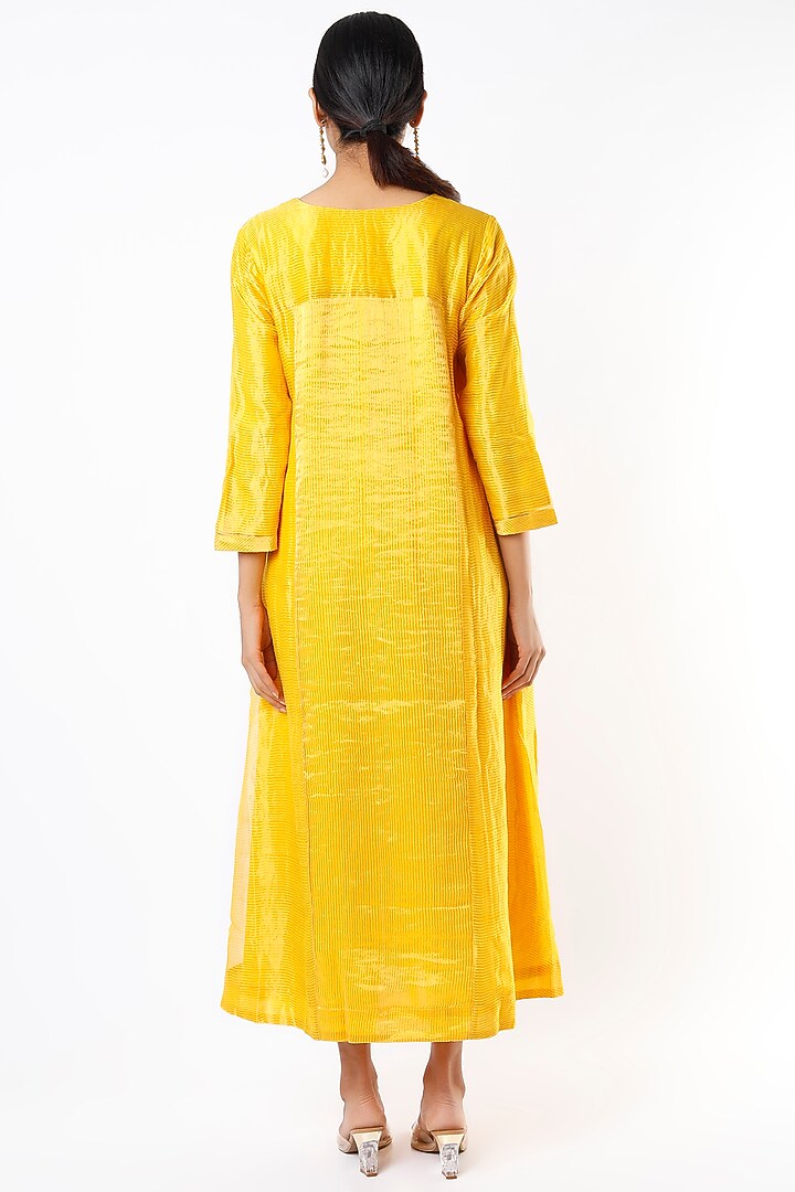 Yellow Zari Striped Kurta Set by Pink City By Sarika at Pernia's Pop Up Shop