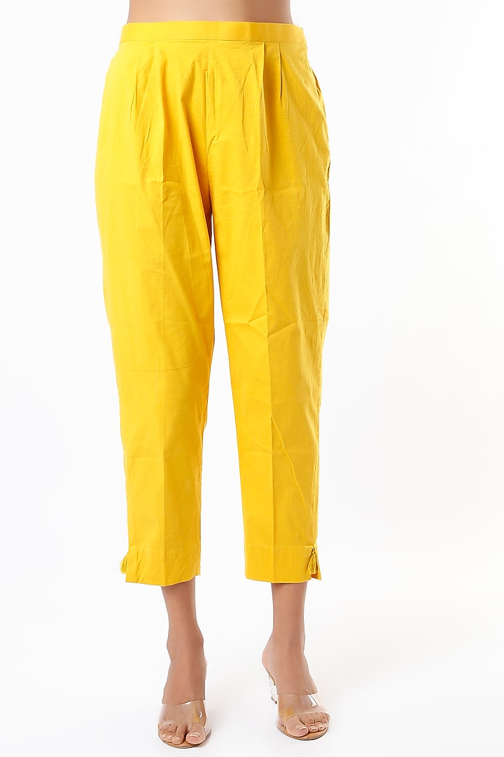 Yellow Zari Striped Kurta Set by Pink City By Sarika at Pernia's Pop Up Shop