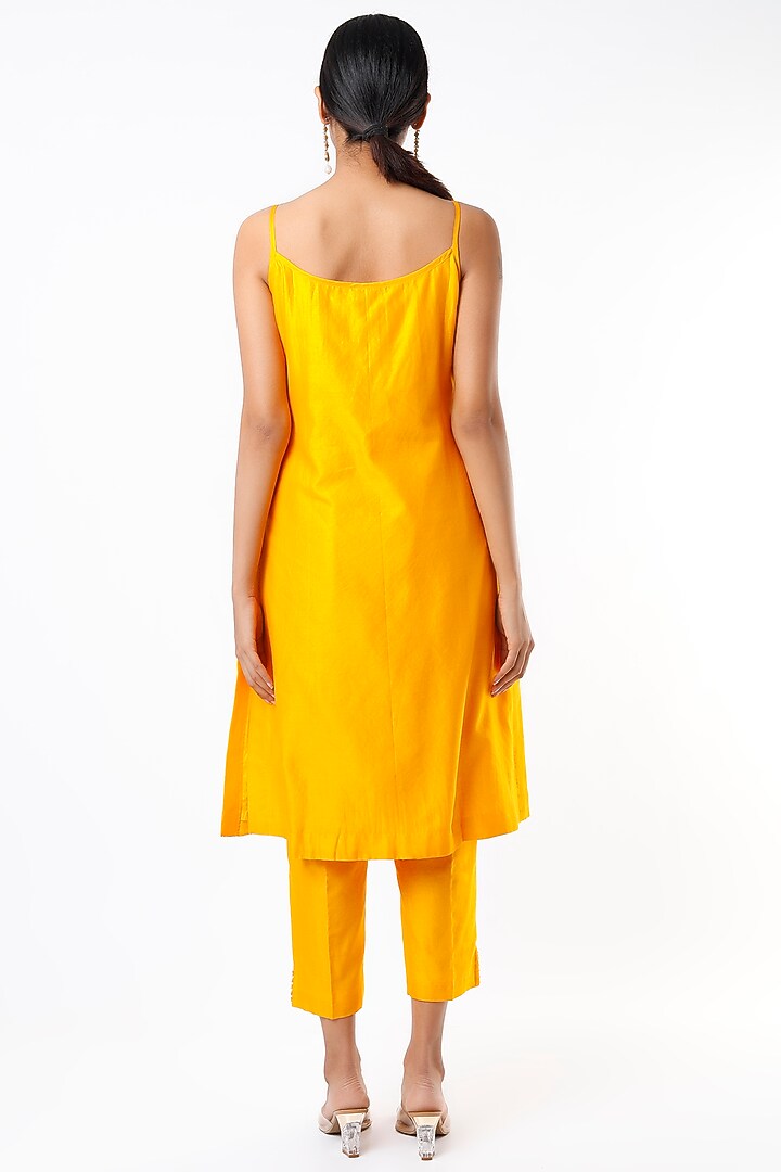 Mustard Embroidered Kurta Set by Pink City By Sarika at Pernia's Pop Up Shop