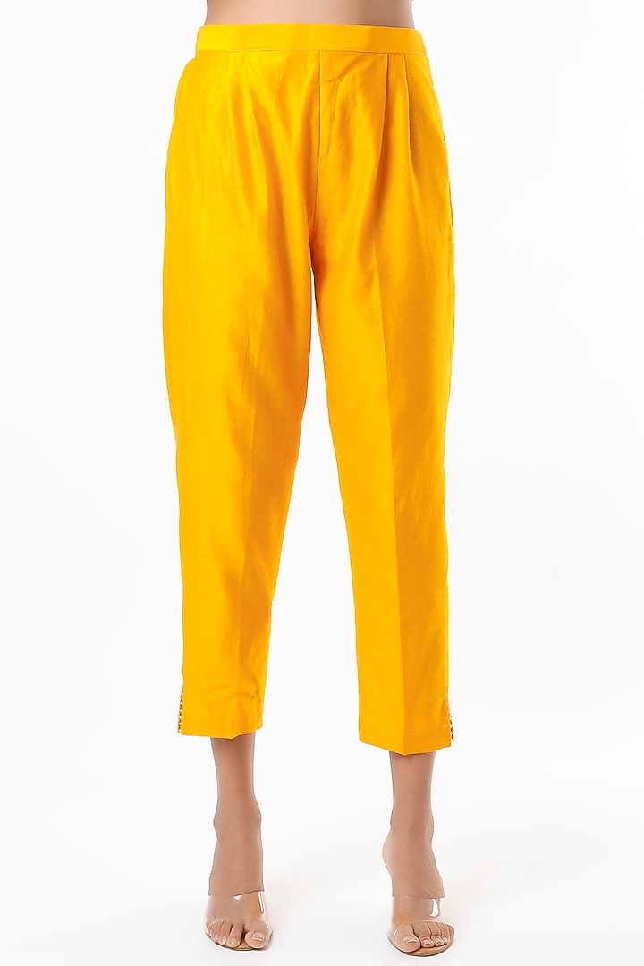Mustard Embroidered Kurta Set by Pink City By Sarika at Pernia's Pop Up Shop