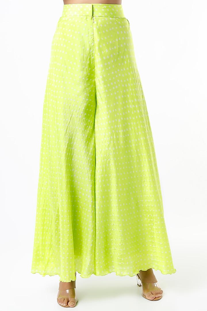 Lime Green Bandhej Wedding Sharara Set by Pink City By Sarika at Pernia's Pop Up Shop
