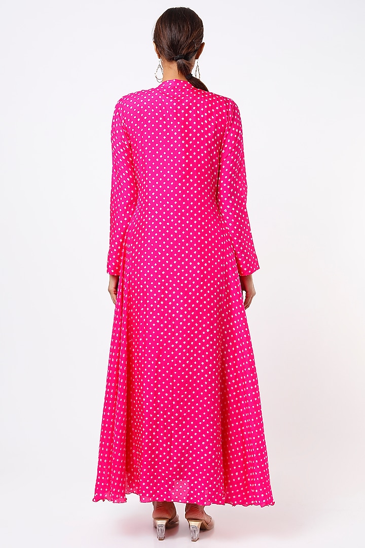 Fuchsia Bandhani Engagement Gown by Pink City By Sarika at Pernia's Pop Up Shop