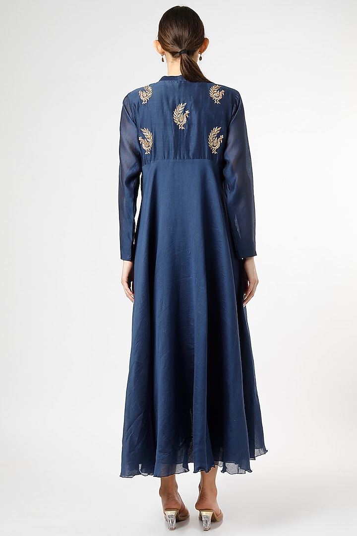 Dark Blue High-Low Kurta by Pink City By Sarika at Pernia's Pop Up Shop