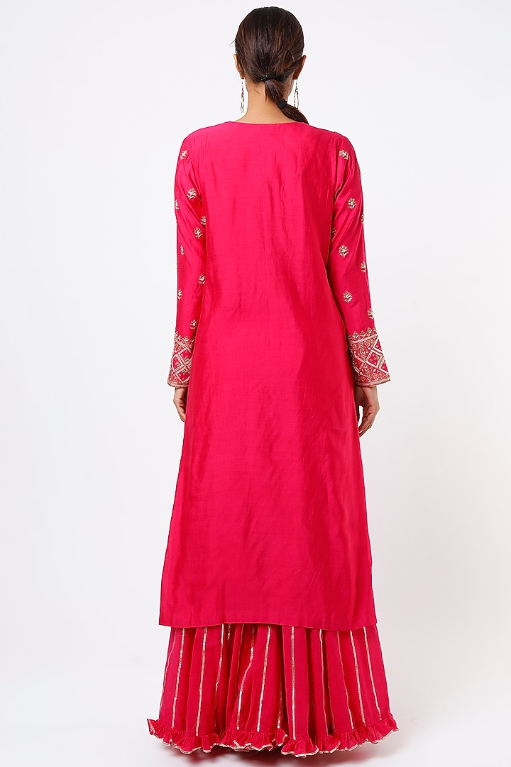 Fuchsia Embroidered Wedding Sharara Set by Pink City By Sarika at Pernia's Pop Up Shop