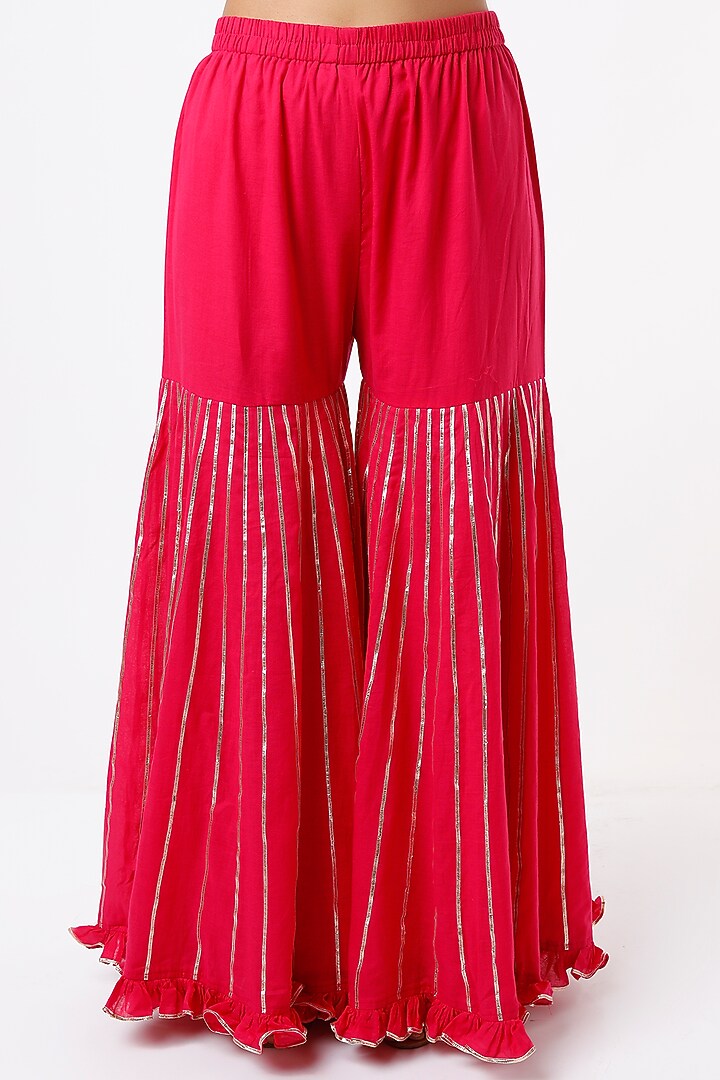 Fuchsia Embroidered Wedding Sharara Set by Pink City By Sarika at Pernia's Pop Up Shop