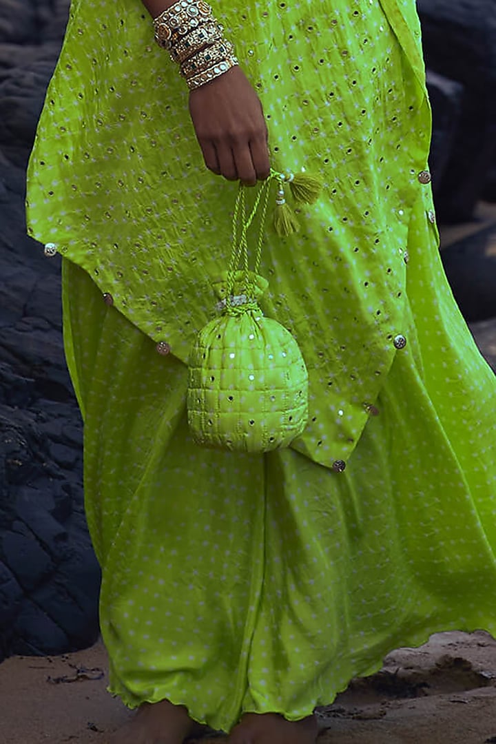 Green Silk Chanderi Wedding Sharara Set by Pink City By Sarika at Pernia's Pop Up Shop