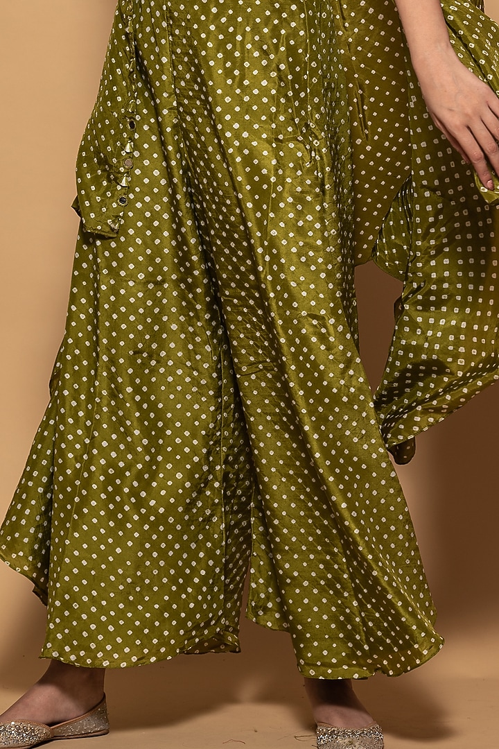 Mehendi Green Hand Embroidered Cape Set by Pink City By Sarika at Pernia's Pop Up Shop