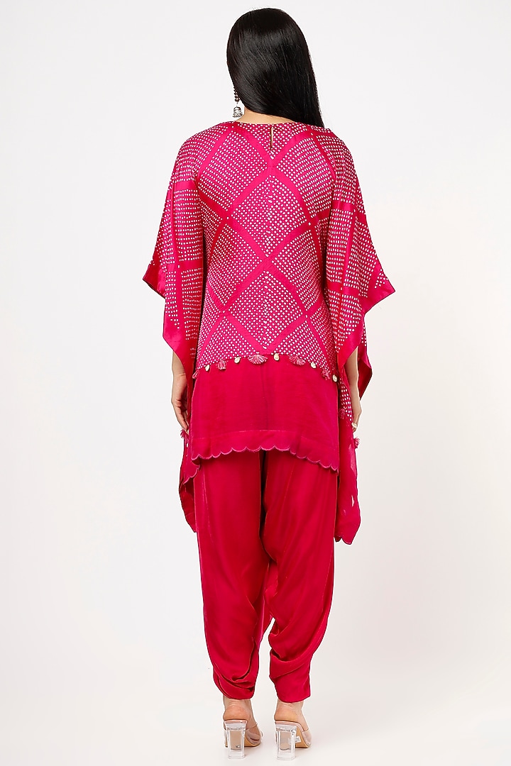 Fuchsia Modal Satin Dhoti Set by Pink City By Sarika at Pernia's Pop Up Shop