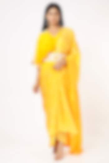 Yellow Leheriya Concept Saree Set by Pink City By Sarika