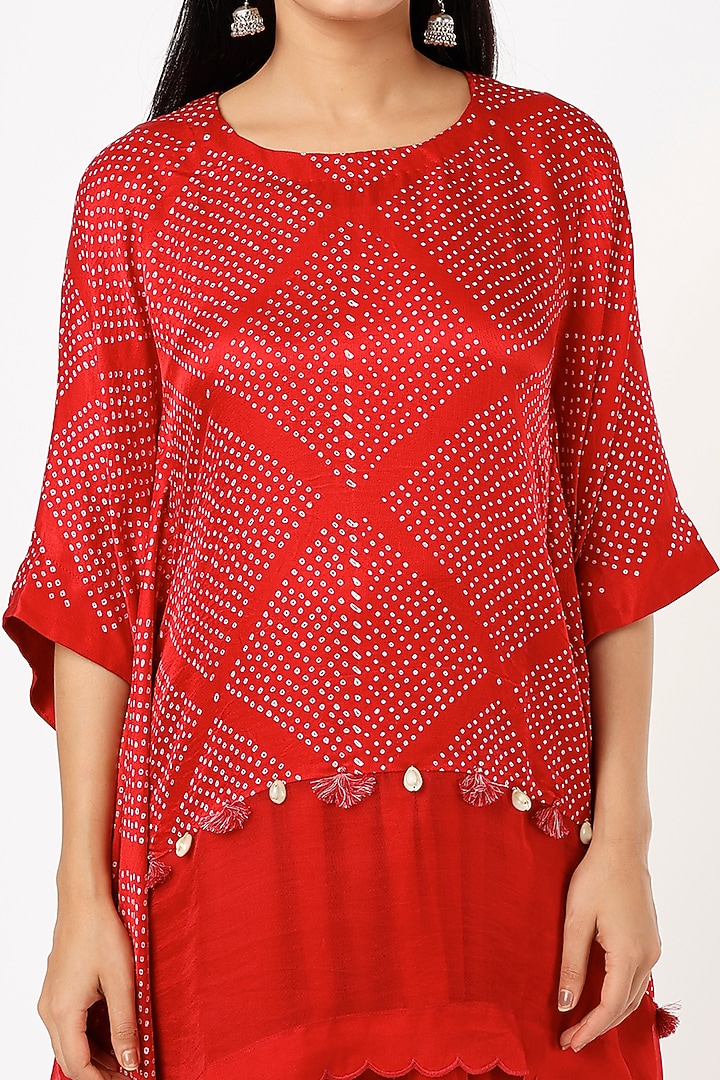 Red Modal Satin Dhoti Set by Pink City By Sarika at Pernia's Pop Up Shop