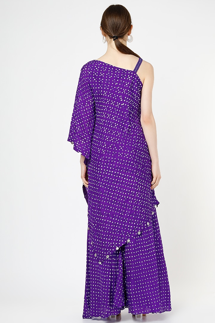 Purple Silk Wedding Sharara Set With Potli Bag by Pink City By Sarika at Pernia's Pop Up Shop