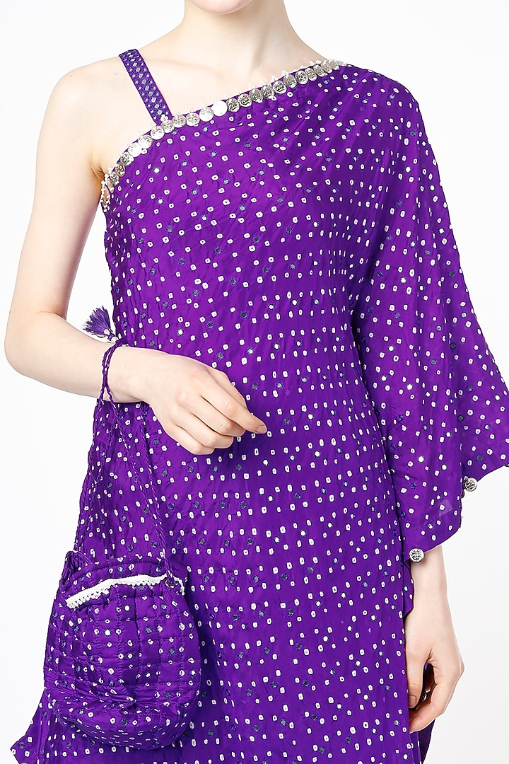 Purple Silk Wedding Sharara Set With Potli Bag by Pink City By Sarika at Pernia's Pop Up Shop