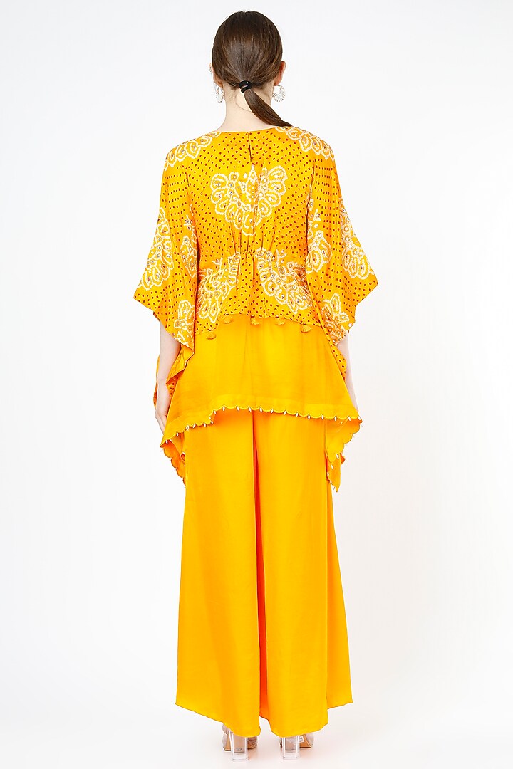 Yellow Gajji Silk Kaftan Set by Pink City By Sarika at Pernia's Pop Up Shop