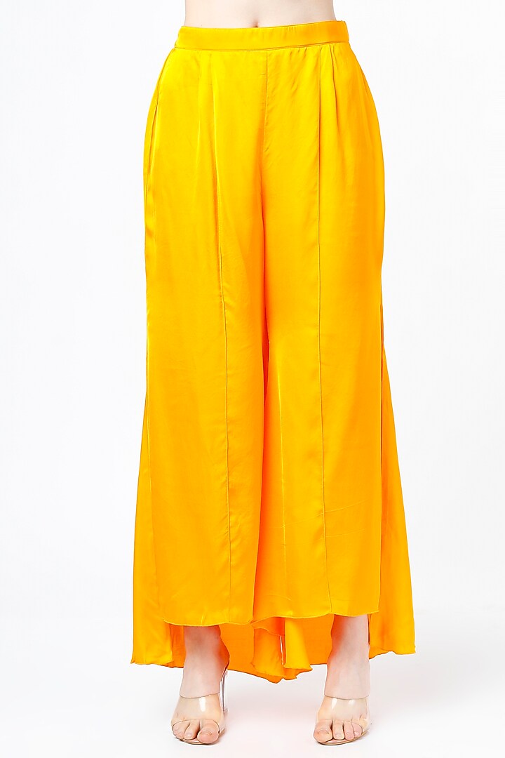 Yellow Gajji Silk Kaftan Set by Pink City By Sarika at Pernia's Pop Up Shop
