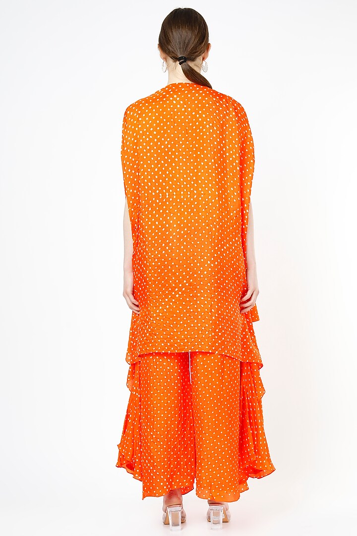 Orange Silk Cape Set by Pink City By Sarika at Pernia's Pop Up Shop