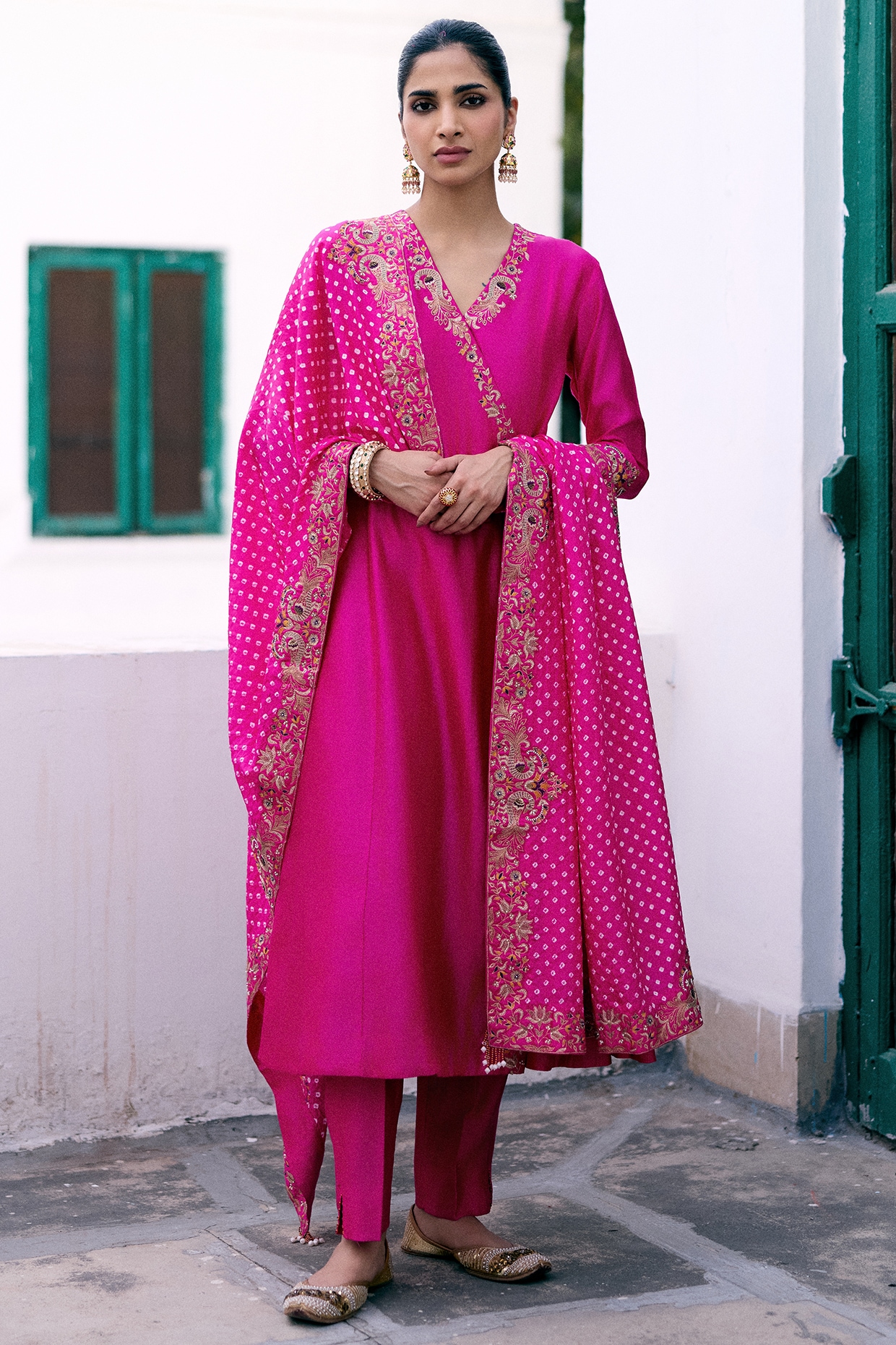 Pink City By Sarika Rani Pink Silk Resham & Sequins Embroidered Anarkali Set