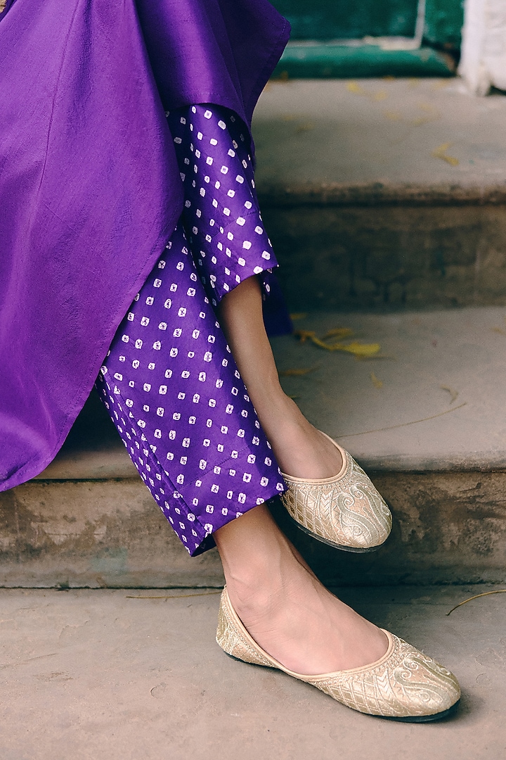 Purple Silk Dori & Sequins Embroidered Kurta Set by Pink City By Sarika at Pernia's Pop Up Shop
