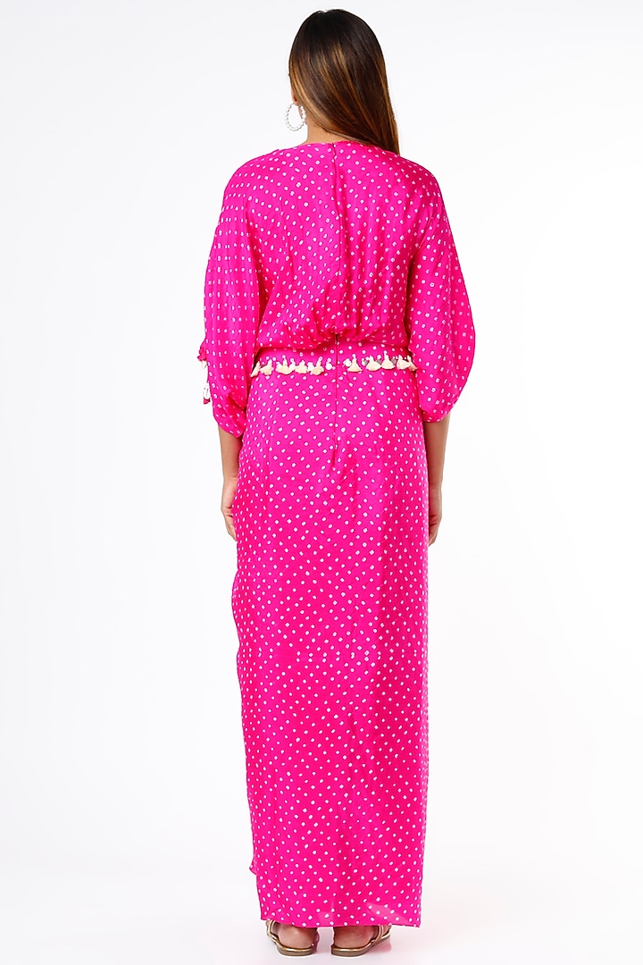 Hot Pink Georgette Printed Kaftan by Pink City By Sarika at Pernia's Pop Up Shop