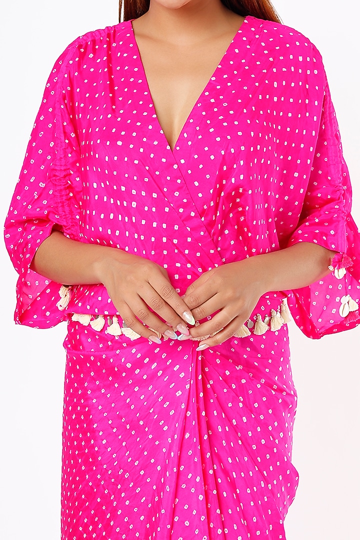 Hot Pink Georgette Printed Kaftan by Pink City By Sarika at Pernia's Pop Up Shop