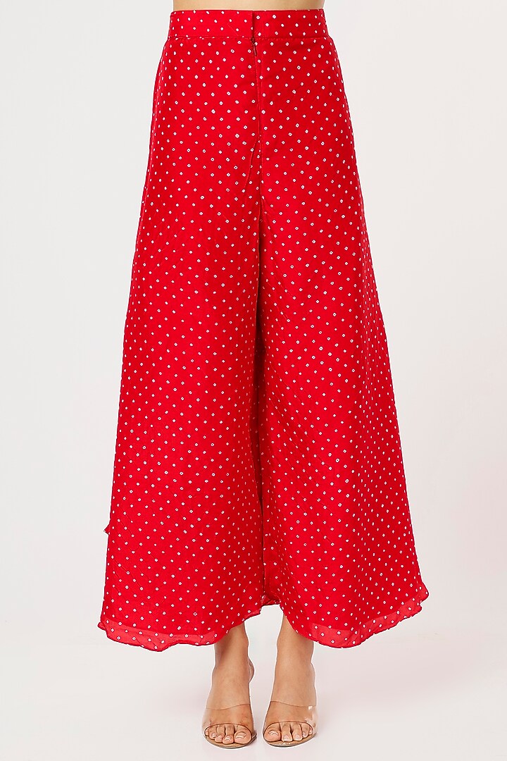 Red Hand Embroidered Cape Set by Pink City By Sarika at Pernia's Pop Up Shop