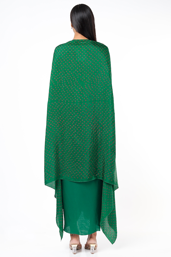 Green Draped Skirt Set by Pink City By Sarika at Pernia's Pop Up Shop