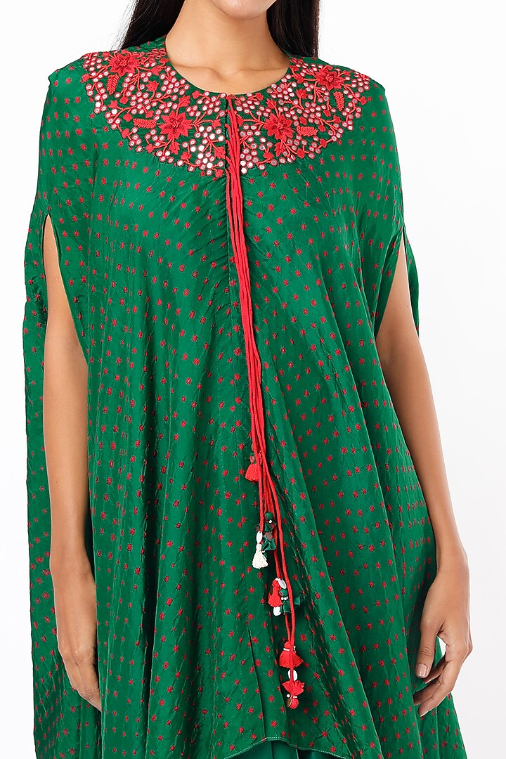 Green Draped Skirt Set by Pink City By Sarika at Pernia's Pop Up Shop
