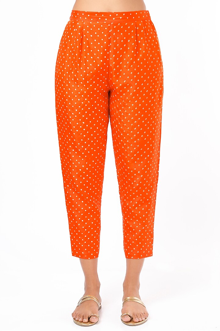 Orange Silk Kaftan Set by Pink City By Sarika at Pernia's Pop Up Shop