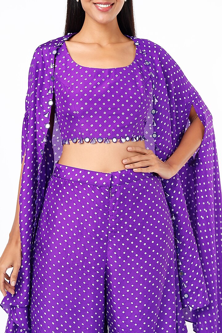 Purple Embellished Cape Set by Pink City By Sarika at Pernia's Pop Up Shop