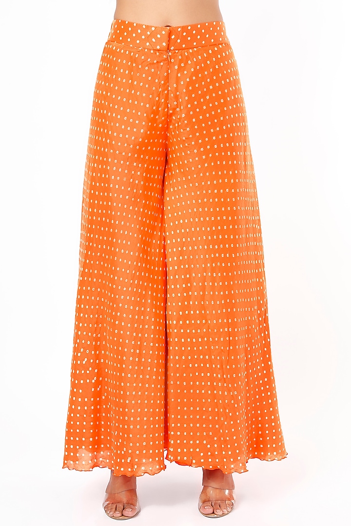 Orange Bandhej Wedding Sharara Set by Pink City By Sarika at Pernia's Pop Up Shop