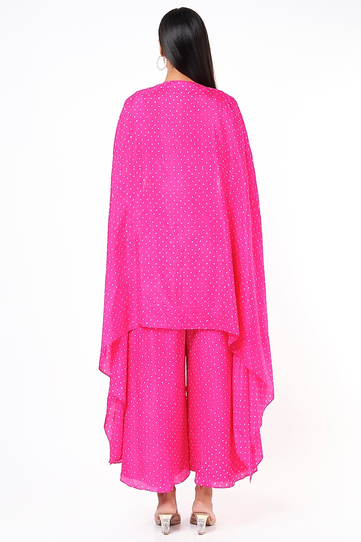 Fuchsia Cape Set With Mirror Work by Pink City By Sarika at Pernia's Pop Up Shop