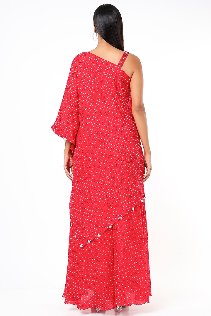 Red Cape Set With Mirror Work by Pink City By Sarika at Pernia's Pop Up Shop