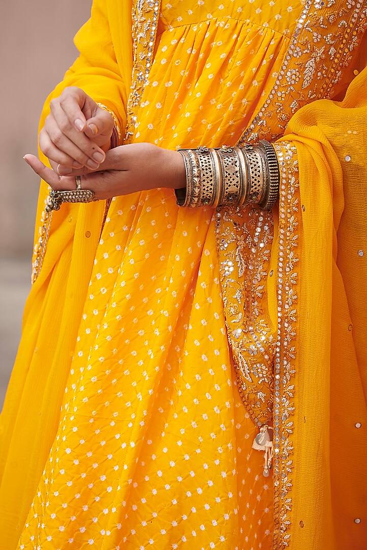 Yellow Silk Embroidered Kurta Set by Pink City By Sarika at Pernia's Pop Up Shop