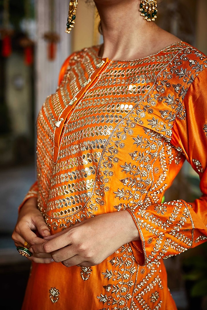 Kesari Hand Embroidered Wedding Sharara Set by Pink City By Sarika at Pernia's Pop Up Shop