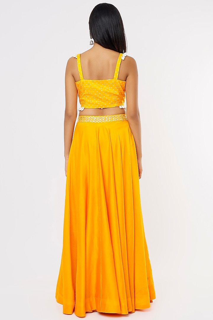 Orange Chanderi Silk Wedding Lehenga Set by Pink City By Sarika at Pernia's Pop Up Shop