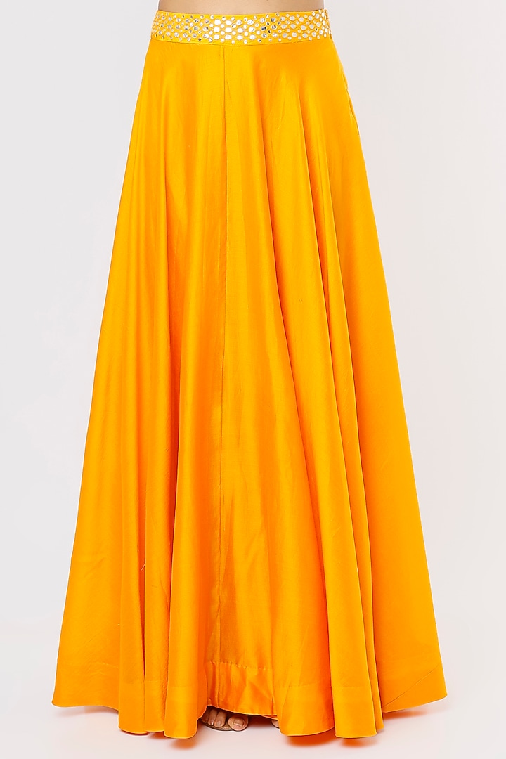 Orange Chanderi Silk Wedding Lehenga Set by Pink City By Sarika at Pernia's Pop Up Shop