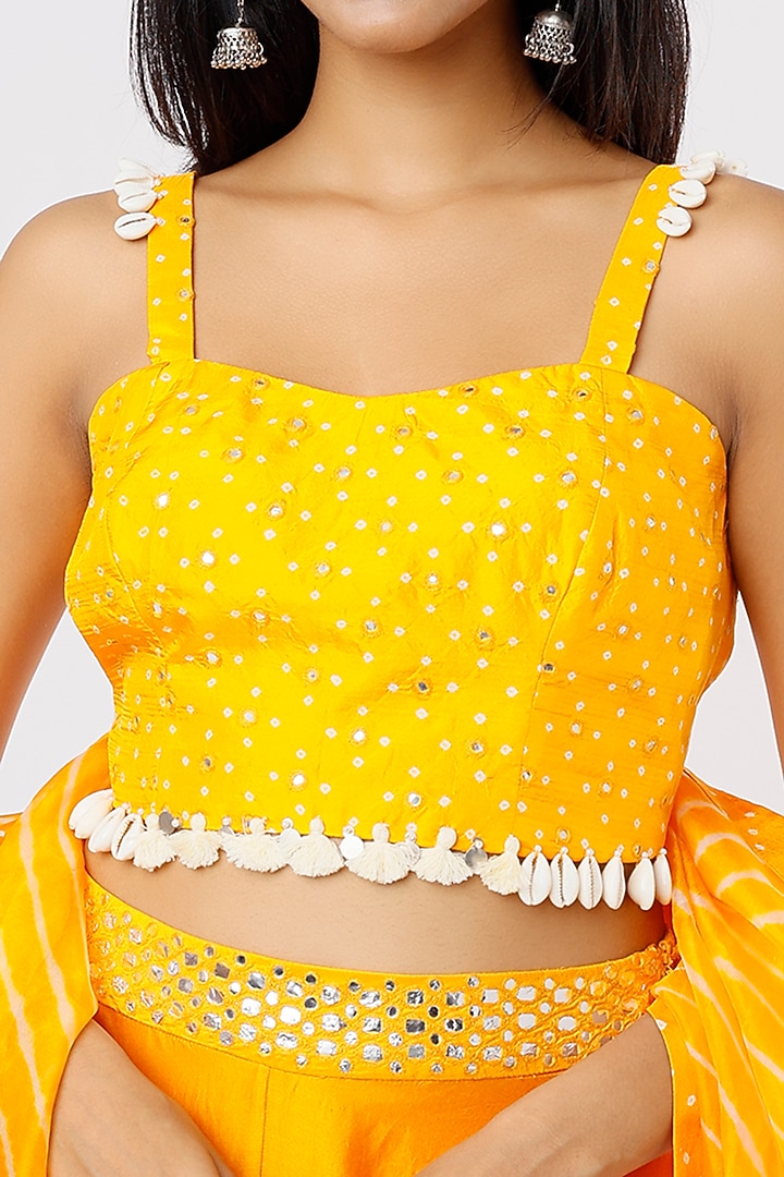Orange Chanderi Silk Wedding Lehenga Set by Pink City By Sarika at Pernia's Pop Up Shop