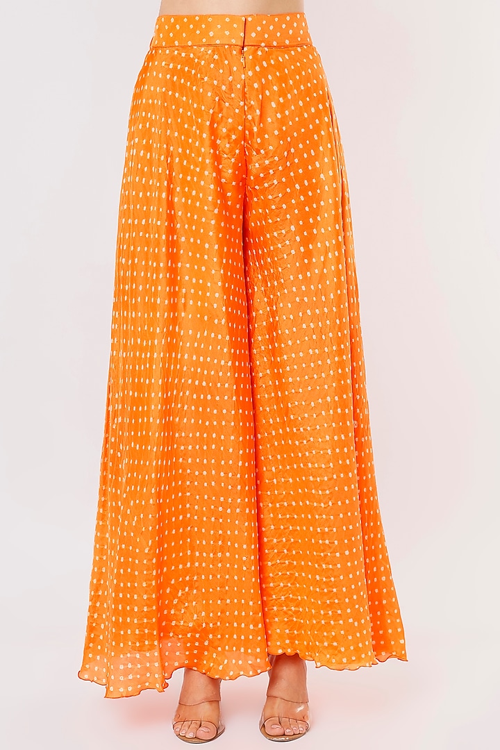 Orange Bandhani Cape Set by Pink City By Sarika at Pernia's Pop Up Shop