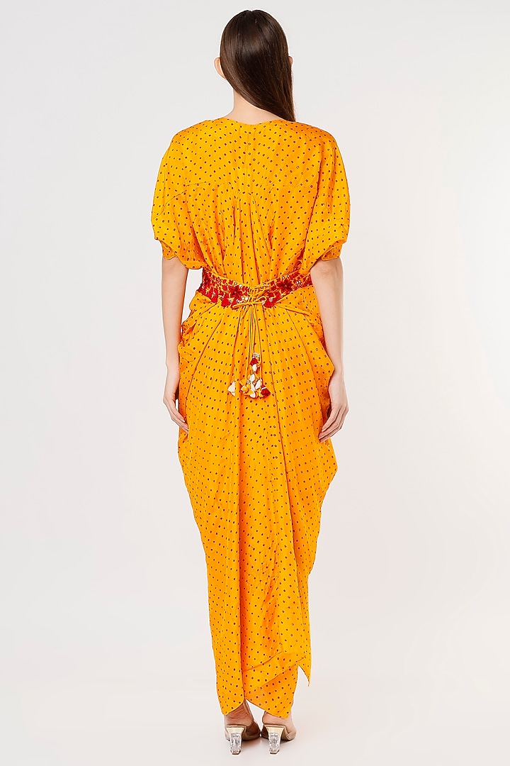 Orange Embellished Kaftan by Pink City By Sarika at Pernia's Pop Up Shop