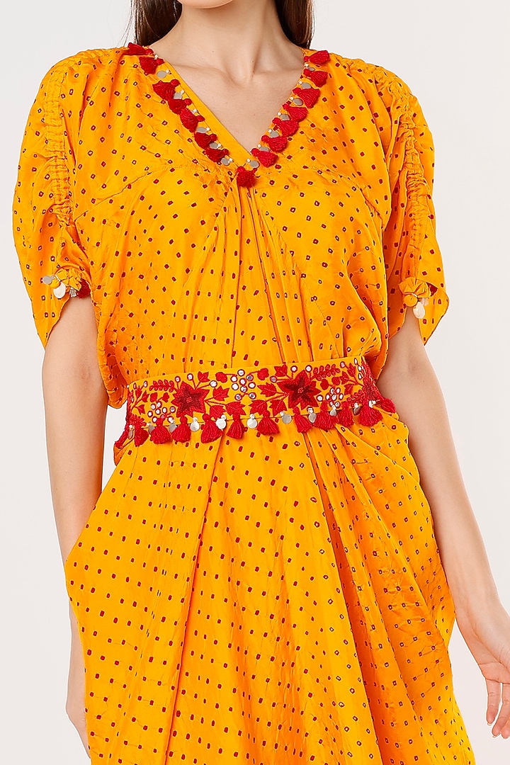 Orange Embellished Kaftan by Pink City By Sarika at Pernia's Pop Up Shop